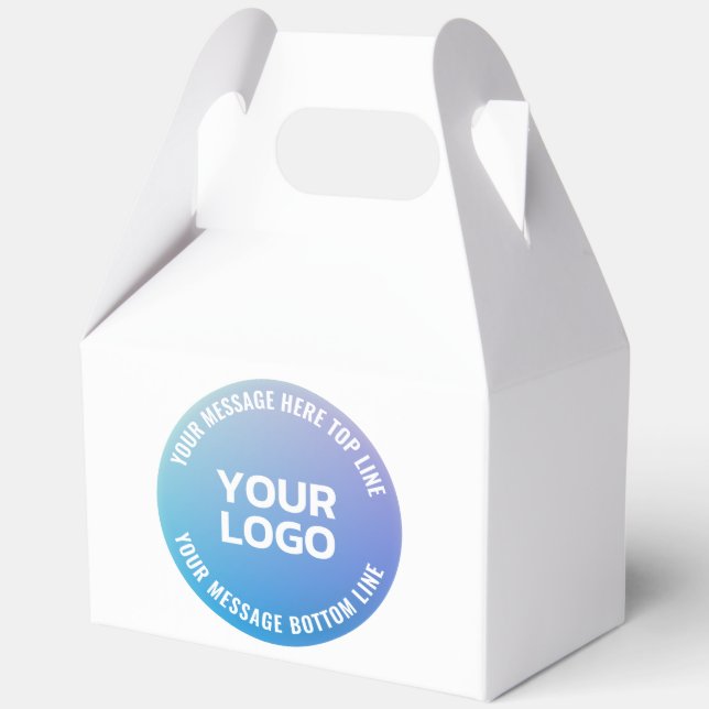 Your Logo | Blue to Purple Ombre & Circular Text Favor Box (Front)