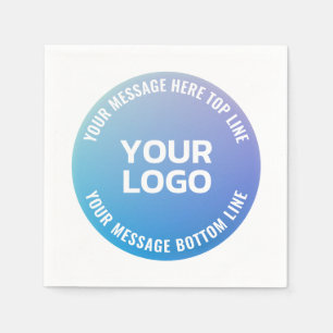 Your Logo   Blue to Purple Ombre & Circular Text Napkin