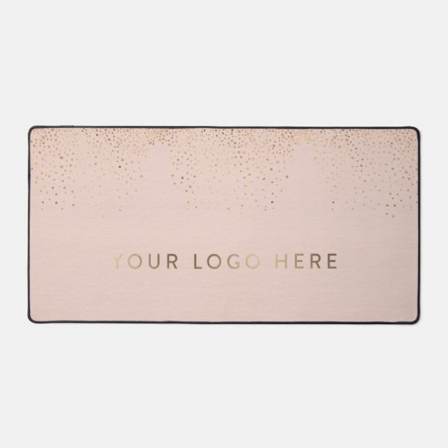 Your Logo Blush Gold Foil Simple Modern Feminine Desk Mat (Front)