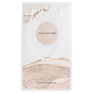 Your Logo Blush & Gold Paper Gift Bag