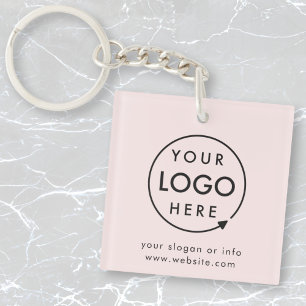 Your Logo   Blush Pink Business Corporate Modern Keychain