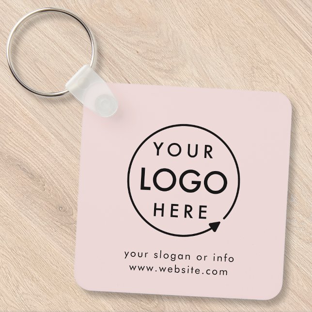 Your Logo | Blush Pink Business Corporate Modern Keychain (Feminine company branded keychains for small business office keys, gifting & promotional swag.)