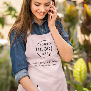 Your Logo   Blush Pink Modern Business Staff Apron