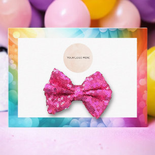 Your Logo Bow Hair Clip Rainbow Display Card 