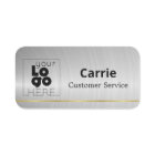 Your Logo Brushed Metallic Silver Name Tag w/ Gold