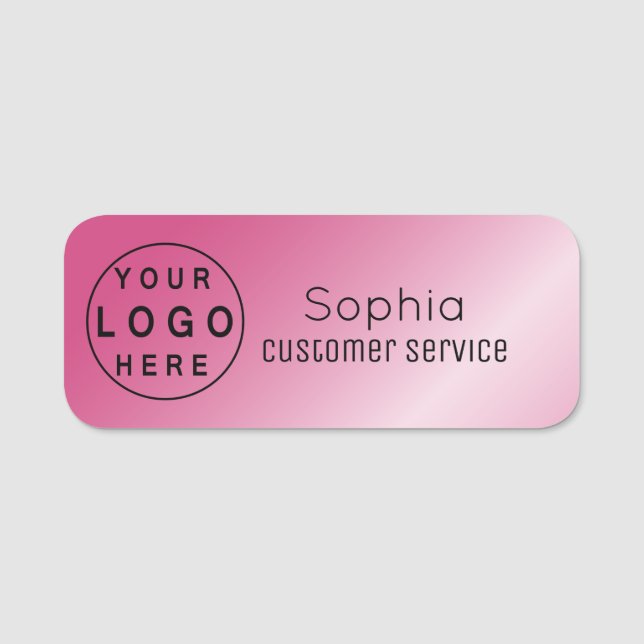 Your Logo Brushed Radial Hot Pink Name Tag (Front)