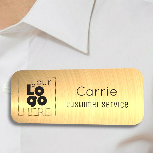 Your Logo Brushed Radial Metallic Brass Name Tag (Creator Uploaded)