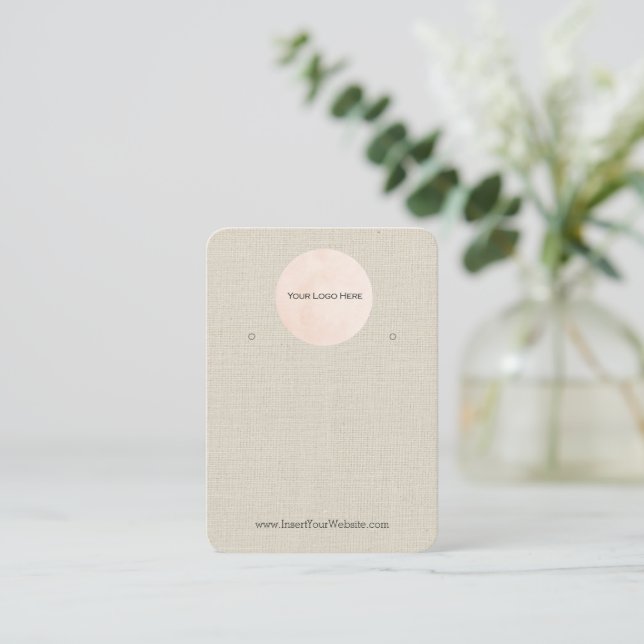 Your Logo Burlap Linen Earring Display Business Card (Standing Front)
