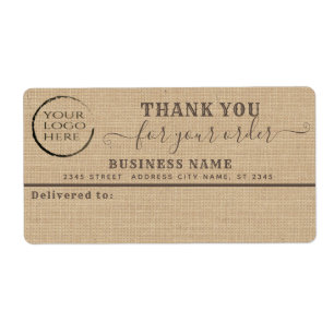 Your logo burlap thank you business mailing label