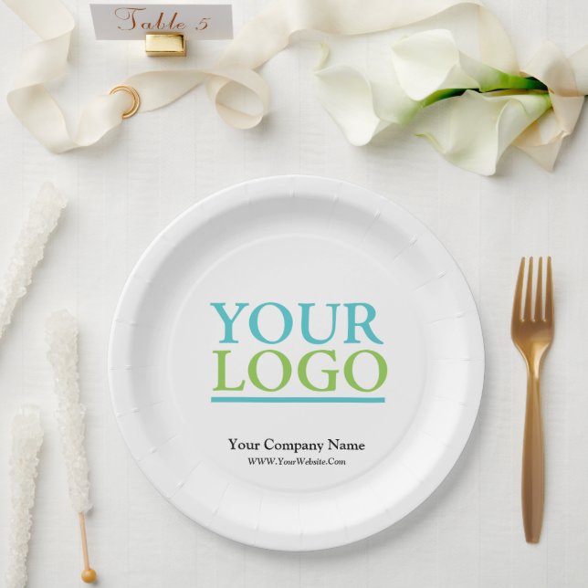 Your Logo, Bus. Name & Website Promo Paper Plate (Wedding)