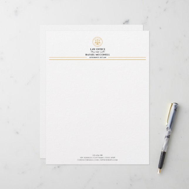 Your Logo Business | Attorney At Law  Letterhead (Front/Back In Situ)