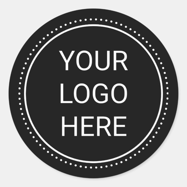 Your Logo Business Classic Round Black Sticker (Front)