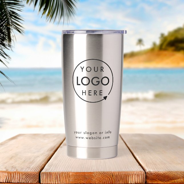 Your Logo | Business Corporate Modern Minimalist Insulated Tumbler (Beach)
