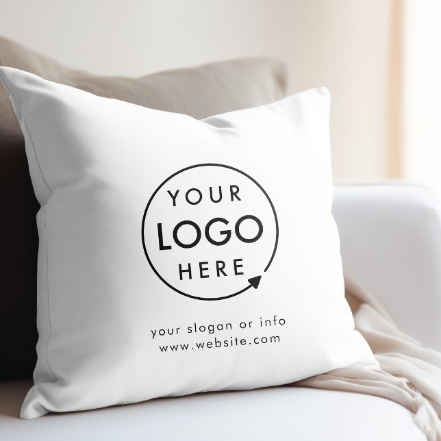 Your Logo | Business Corporate Modern Minimalist Throw Pillow (Minimalist company branded throw pillows for business premises, giveaways & promotional swag.)