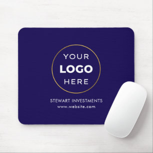 Your Logo Business Corporate Navy Blue Mouse Pad