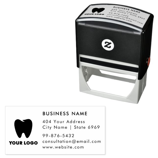 Your Logo | Business Dentist Modern Minimalist Self-inking Stamp (In Situ)