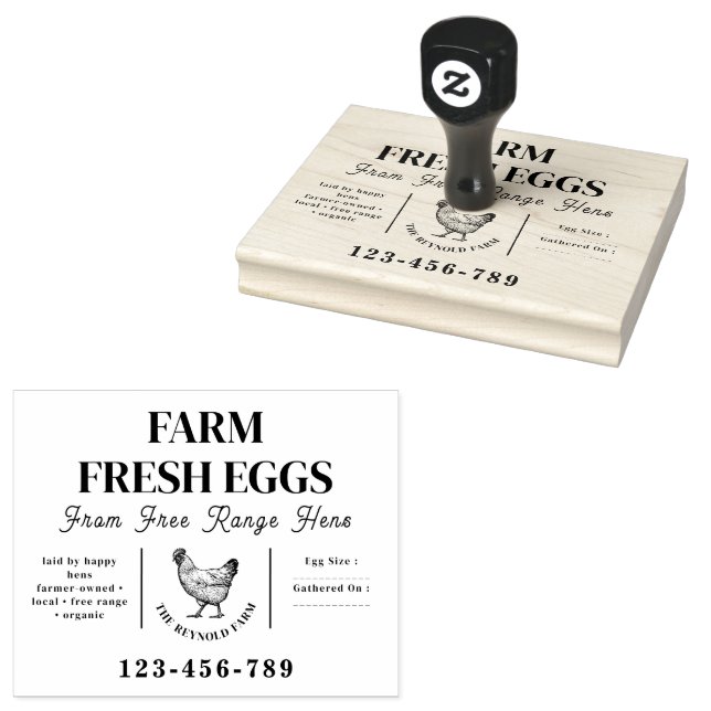 Your Logo Business | Farmhouse Egg Carton Rubber Stamp (Stamped)