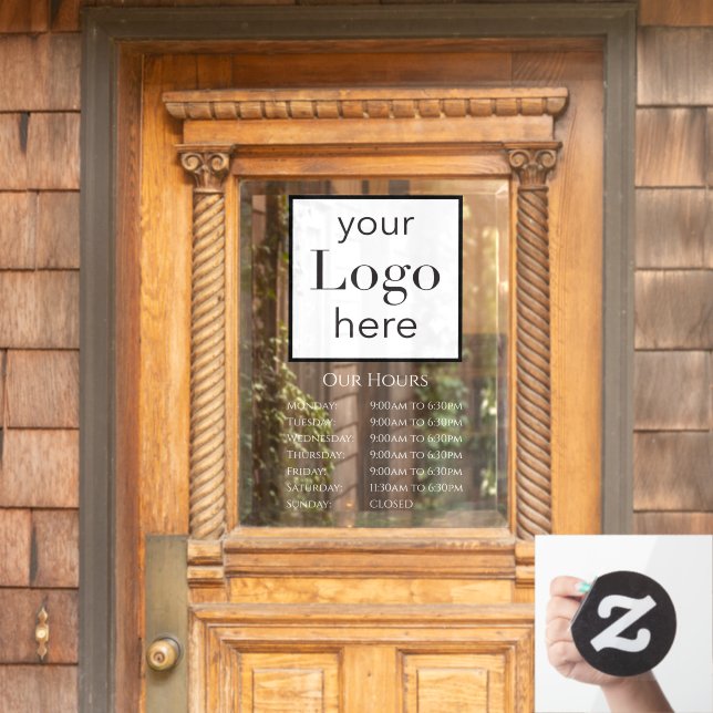 Your Logo Business Hours Window Cling (Home Door)