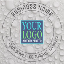 Your Logo, Business Name, Address, Water Drips