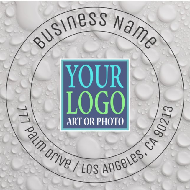 Your Logo, Business Name, Address, Water Drips (Front)