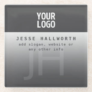 Your Logo, Business Name & Monogram  Glass Coaster