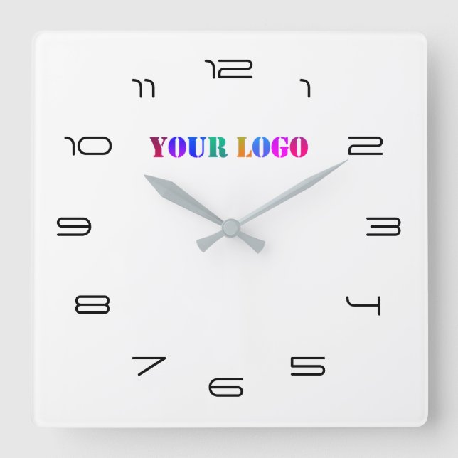 Your Logo Business Office Personalized Number Font Square Wall Clock (Front)