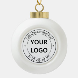 Your Logo Business Office Personalized Party Ceramic Ball Christmas Ornament