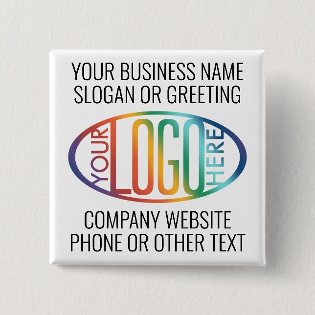 Your Logo Business Promotional Company Branded 2 Inch Square Button (Front)