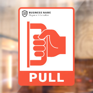 Your Logo Business   Pull The Door Window Cling