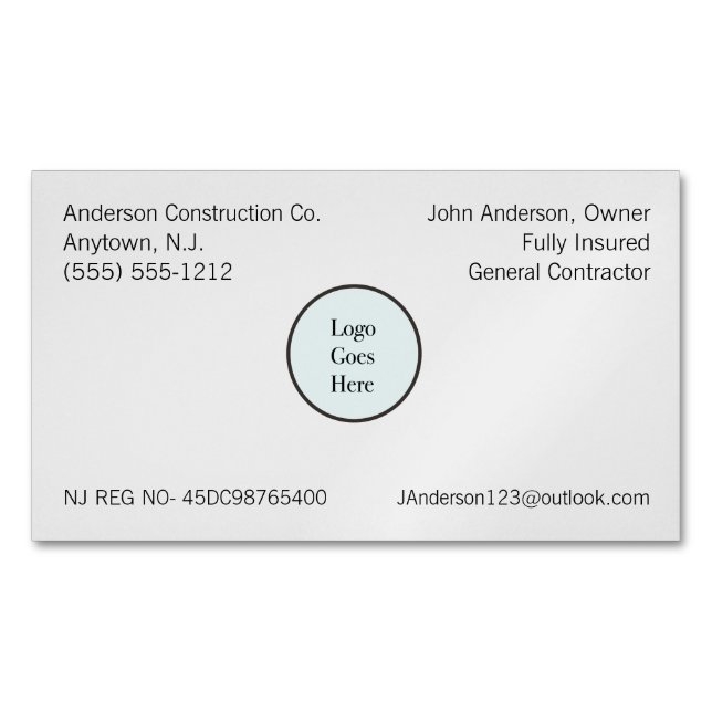 Your Logo Company Information Registration  Magnetic Business Card (Front)