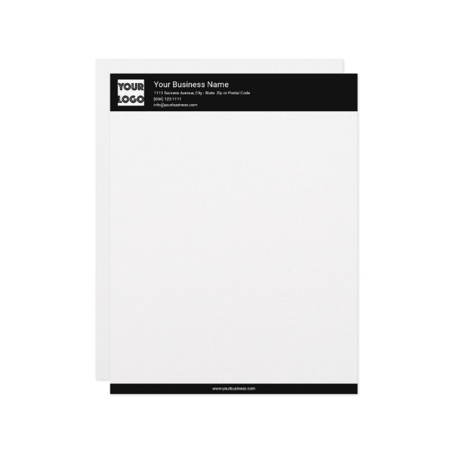 Your Logo Custom Business Black Letterhead (Front/Back In Situ)