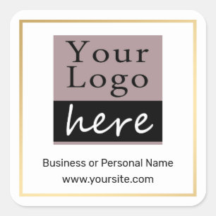 Your Logo Custom Faux Gold Border Square Sticker