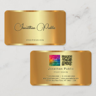 Your Logo Custom Text QR Code Elegant Gold Business Card