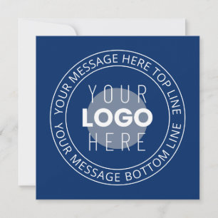 Your Logo & Customizable Circular Text Navy Blue Card