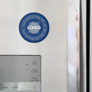 Your Logo & Customizable Circular Text Navy Blue Magnet