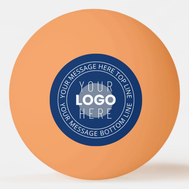 Your Logo & Customizable Circular Text | Navy Blue Ping Pong Ball (Front)