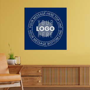 Your Logo & Customizable Circular Text   Navy Blue Poster