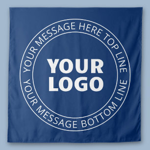 Your Logo & Customizable Circular Text   Navy Blue Tapestry