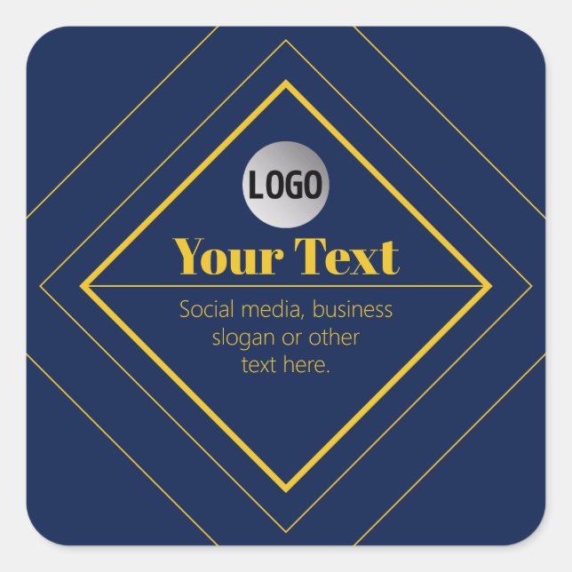 Your Logo & Customizable Design Template Square Sticker (Front)