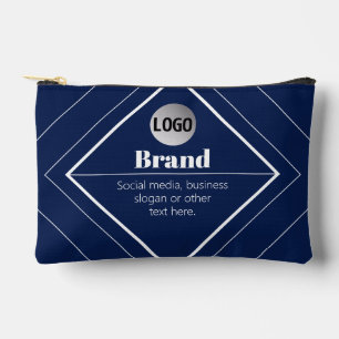 Your Logo & Customizable Modern Design Navy Blue Accessory Pouch