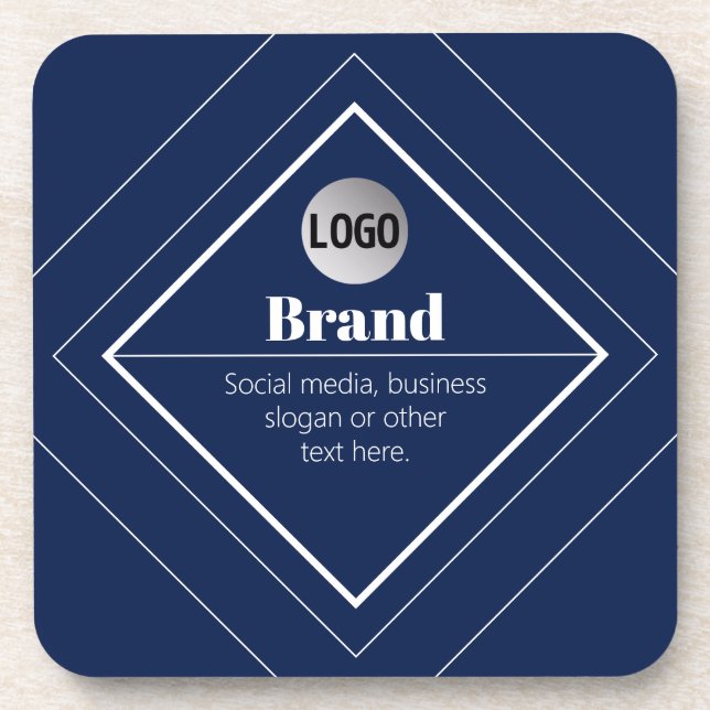 Your Logo & Customizable Modern Design | Navy Blue Coaster (Front)