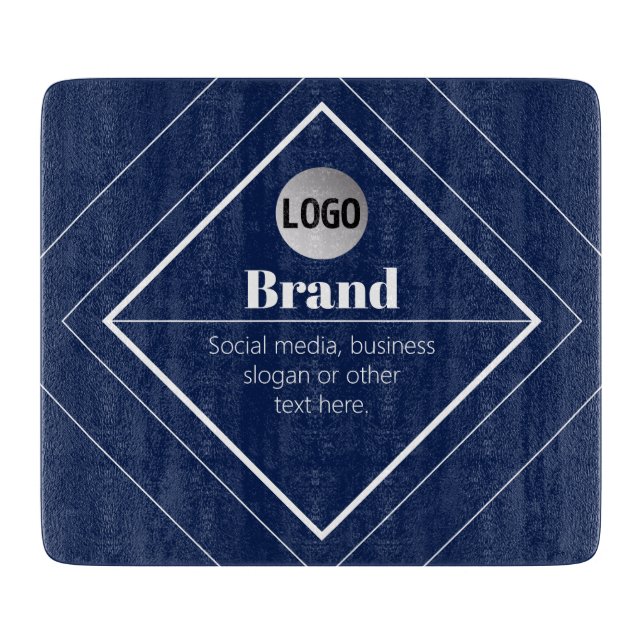 Your Logo & Customizable Modern Design | Navy Blue Cutting Board (Front)