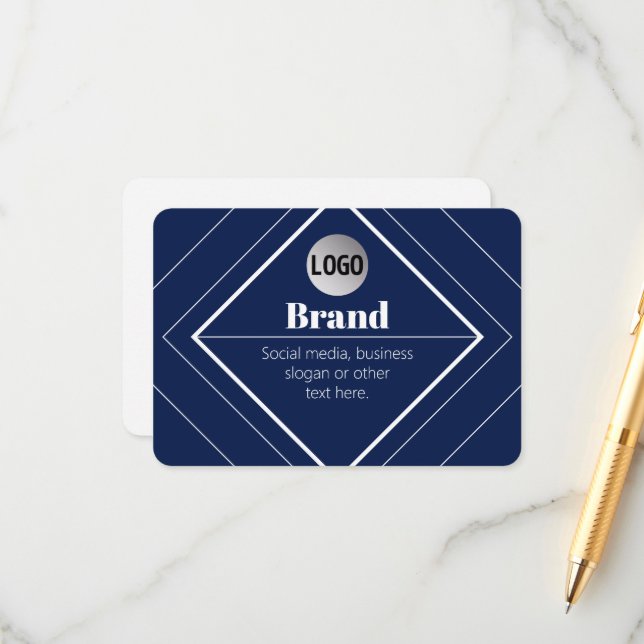 Your Logo & Customizable Modern Design | Navy Blue Enclosure Card (Front/Back In Situ)