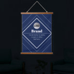 Your Logo & Customizable Modern Design | Navy Blue Hanging Tapestry<br><div class="desc">Modern geometric design featuring your logo.</div>