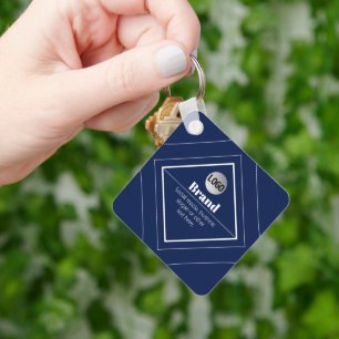 Your Logo & Customizable Modern Design Navy Blue Keychain