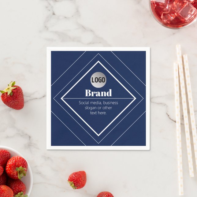 Your Logo & Customizable Modern Design | Navy Blue Napkin (Insitu)