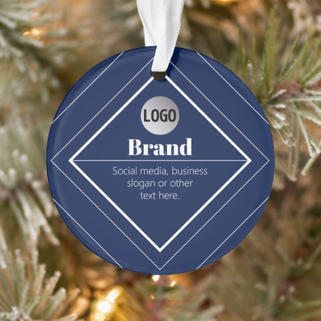Your Logo & Customizable Modern Design | Navy Blue Ornament (Tree)