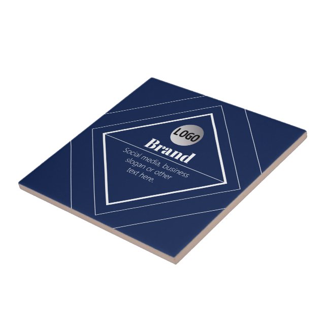 Your Logo & Customizable Modern Design | Navy Blue Tile (Side)