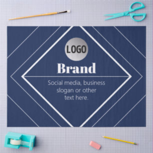 Your Logo & Customizable Modern Design   Navy Blue Tissue Paper