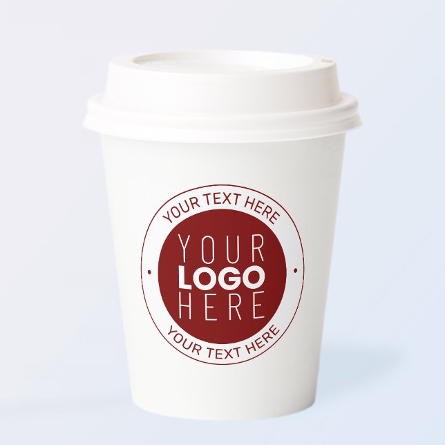Your Logo & Customizable Text | Deep Red/DIY Colou Paper Cups (Creator Uploaded)